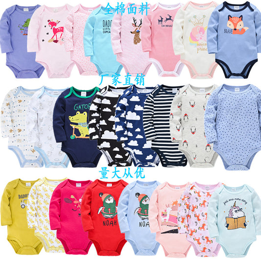 Long-sleeved male and female baby onesies pure cotton 0-1 year old girls clothes 0.1kg  any color mix Minimum purchase of 3 items