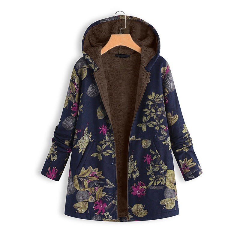 Ropa nueva de algodón para mujer, chaquetas de algodón con estampado de lino y algodón, prendas de abrigo de terciopelo y algodón grueso 