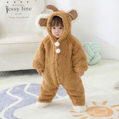 A baby onesie winter foot warm baby clothes go out clothes newborn clothes autumn and winter clothes thickened cotton clothes