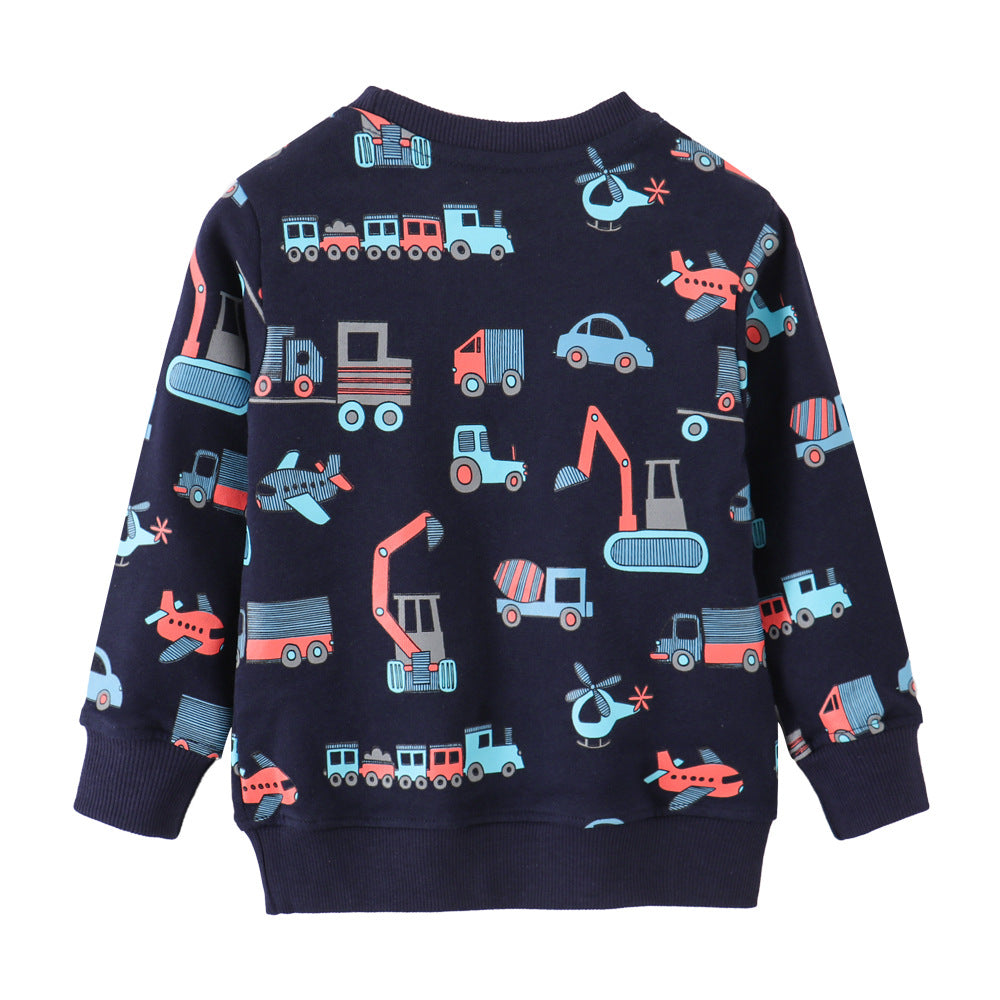 A European and American style children's clothing autumn and winter cotton long-sleeved boys' sweater top, children's long-sleeved terry sweater children's clothing