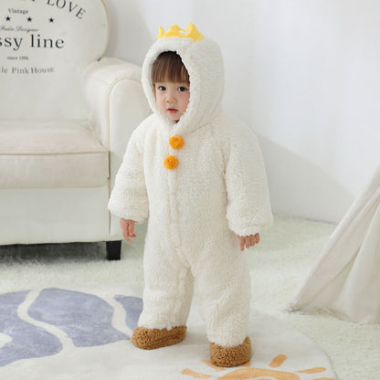 A baby onesie winter foot warm baby clothes go out clothes newborn clothes autumn and winter clothes thickened cotton clothes