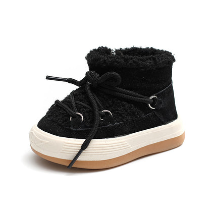 A baby girl toddler shoes winter new high-top boys' snow boots velvet warm Korean version of baby cotton shoes