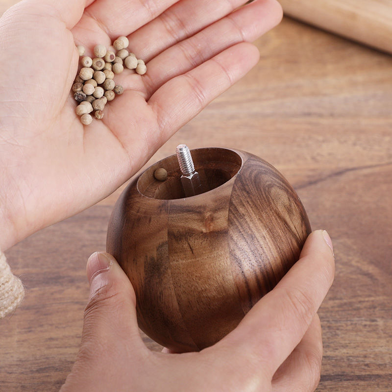 Molinillo de pimienta para moler a mano, herramienta de molienda de partículas de pimienta negra de madera, espesor ajustable, botella de condimento de pimienta recién molida. 