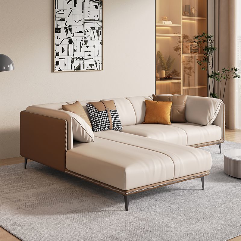 Leather sofa living room modern simple three-person high-end sofa straight row home