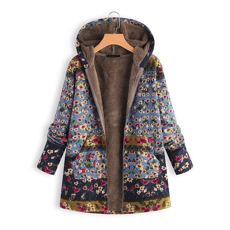 Sudadera de mujer otoño e invierno con estampado casual de talla grande con capucha chaqueta cálida para mujer 