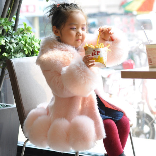 A autumn and winter new children's imitation fur jacket girls Korean version imitation mink fox hair thickened parent-child model