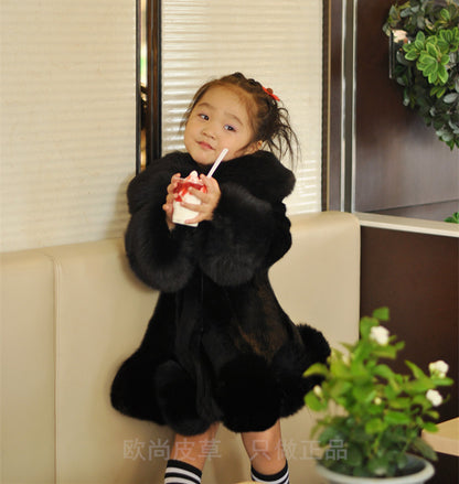 A autumn and winter new children's imitation fur jacket girls Korean version imitation mink fox hair thickened parent-child model