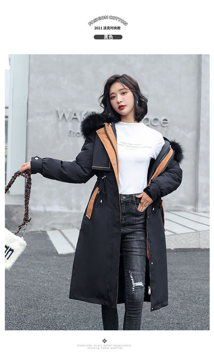 Dh-001Women's warm fur collar coat, detachable, suitable for winter spring Random collar colour