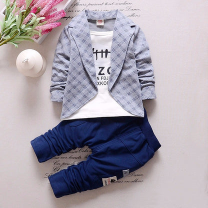 Spring and autumn new children&#039;s clothing infant gentleman suit fake three 0-4 years old children two-piece baby suit tide 0.24kg