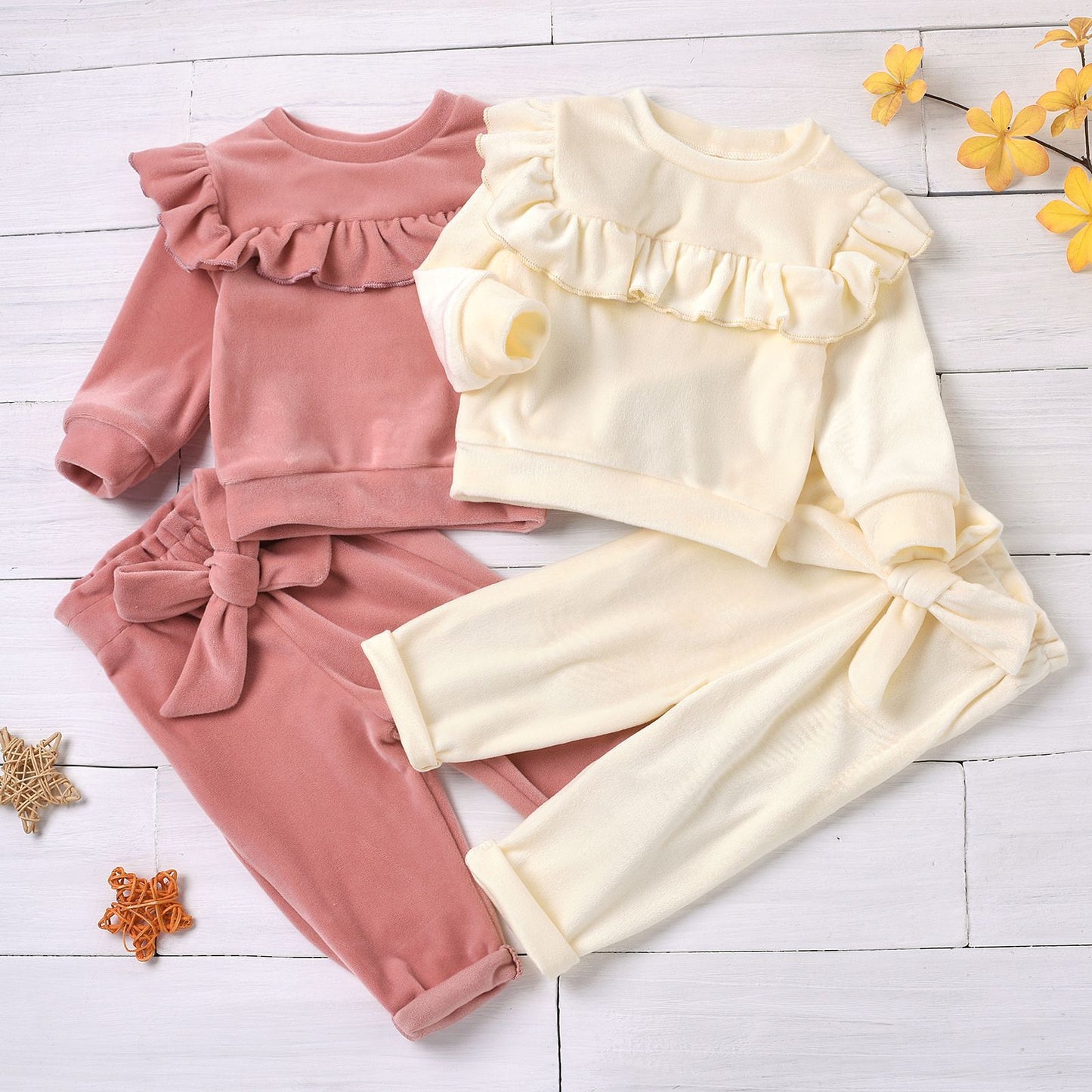 A Cross-border popular infant pants set solid color pink and white jumper European and American version cotton women's breathable skin tone winter set