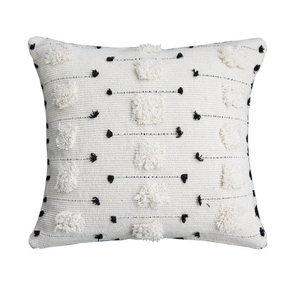 A Single-sided cotton thread cut flower four-corner fringed pillow cover does not contain pillow core, household sofa waist office waist pillow cushion cover