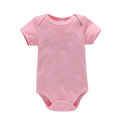 Cross-border wholesale baby plain clothes newborn clothes 0-1 years old solid color onesies, male and female babies short crawling summer 0.15kg