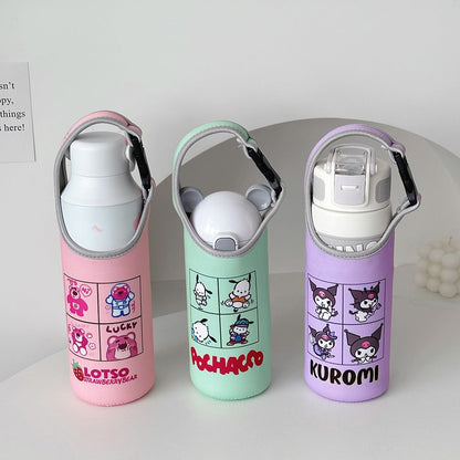 A children&#039;s mug set universal cute cartoon strap slung portable portable kettle protective cover water cup bag