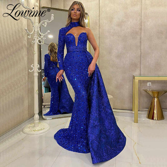 A evening dress women's 2024 autumn new temperament banquet performance new host long fishtail thin dress