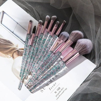 p 10pcs crystal makeup set, eye shadow brushes, makeup artists' special lip brushes, powder brushes, makeup tools