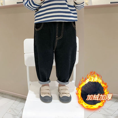 P boys spring and autumn clothing popular foreign jeans new spring clothing children girls older children sports pants dad pants