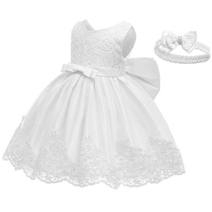 Girls dress skirt puffy princess dress full moon first birthday big bow embroidered kids baby girl dress