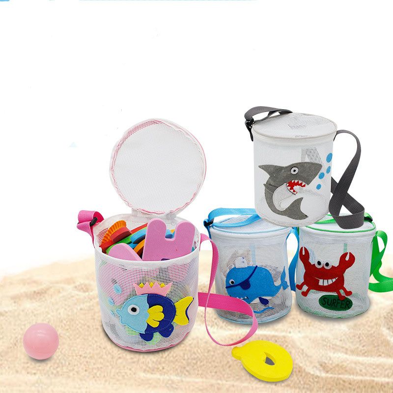 P New Outgoing Children's Beach Bag Cartoon Cute Portable Print Crossbody Bucket Bag Sand Digging Tool Storage Bag