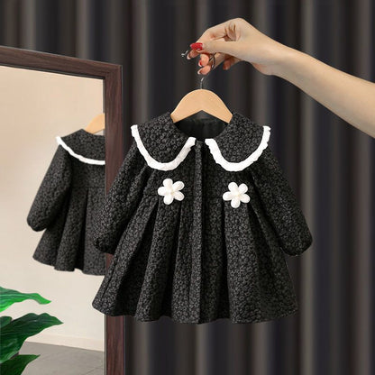 p Girls Dress Spring Autumn 2024 New Children's Foreign Princess Dress Baby Girl Korean Version Long Sleeve Fashionable Skirt