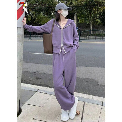 P Sports Set Women's Autumn Instagram Trendy Student Korean Edition Loose and Slim Fashion Internet Celebrity Casual Two Piece Running Suit