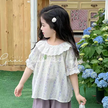 Camisas de muñeca para niñas P y ropa de verano 24 nuevos trajes de moda para niños El traje de verano de dos piezas para bebés es extranjero y dulce. 