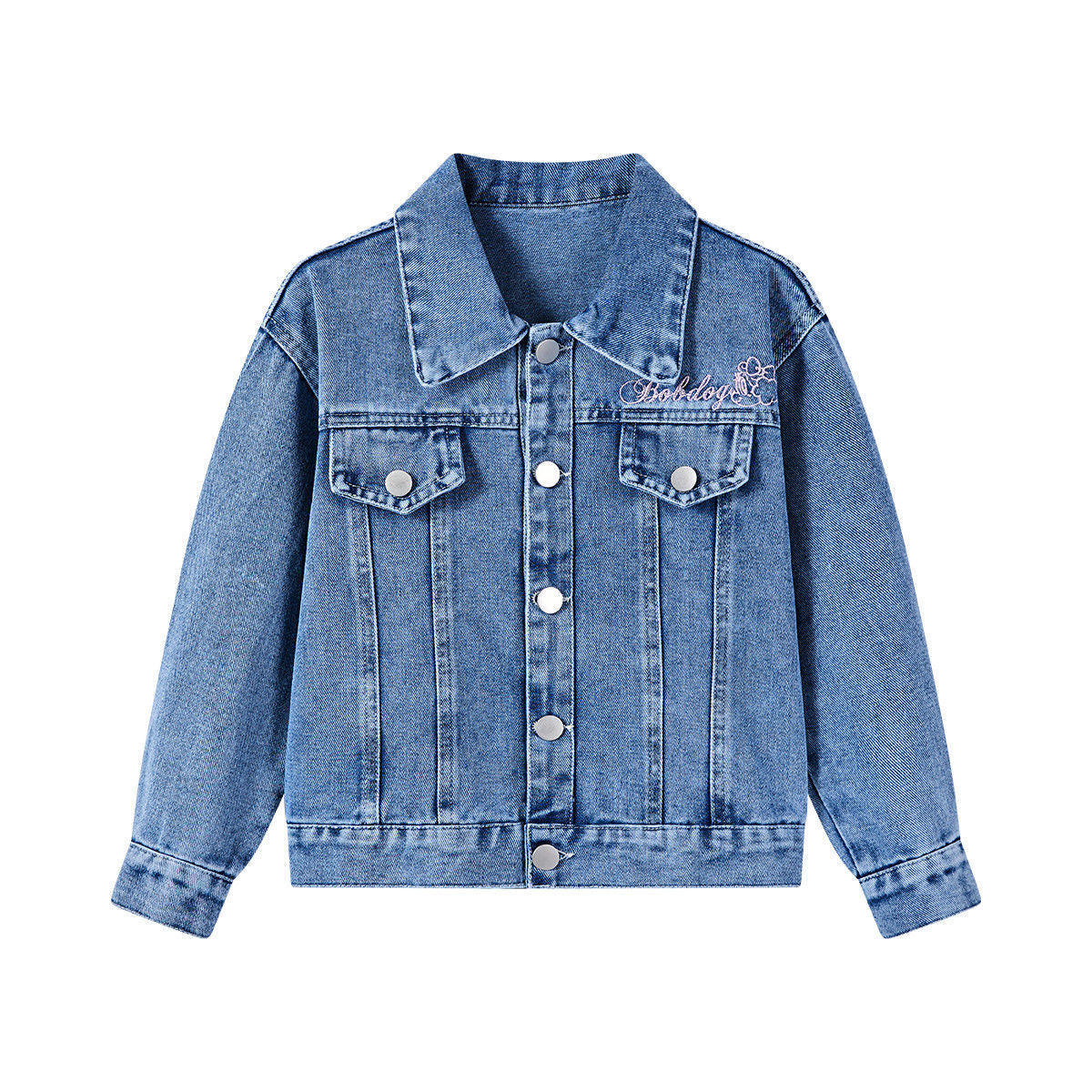 P loose spring and autumn girls soft denim jacket denim clothing versatile foreign style children denim jacket popular Internet celebrity big children