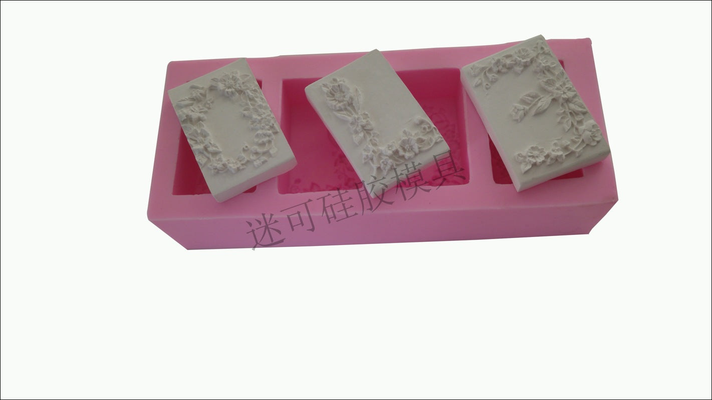 A rectangular 4 flowers, handmade soap, soap mold silicone soap molds silicone soap mold