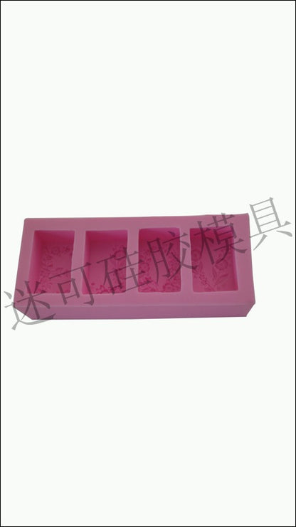 A rectangular 4 flowers, handmade soap, soap mold silicone soap molds silicone soap mold