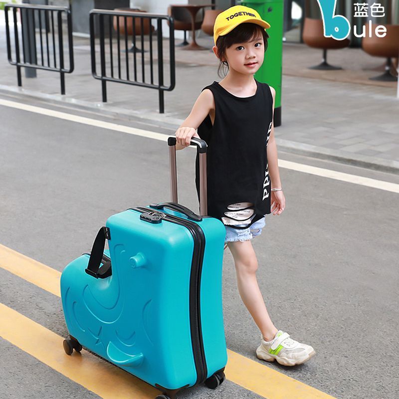 P New children's suitcase can sit in cycling suitcase 2024 inch men's and women's suitcase baby code gimbal trolley suitcase