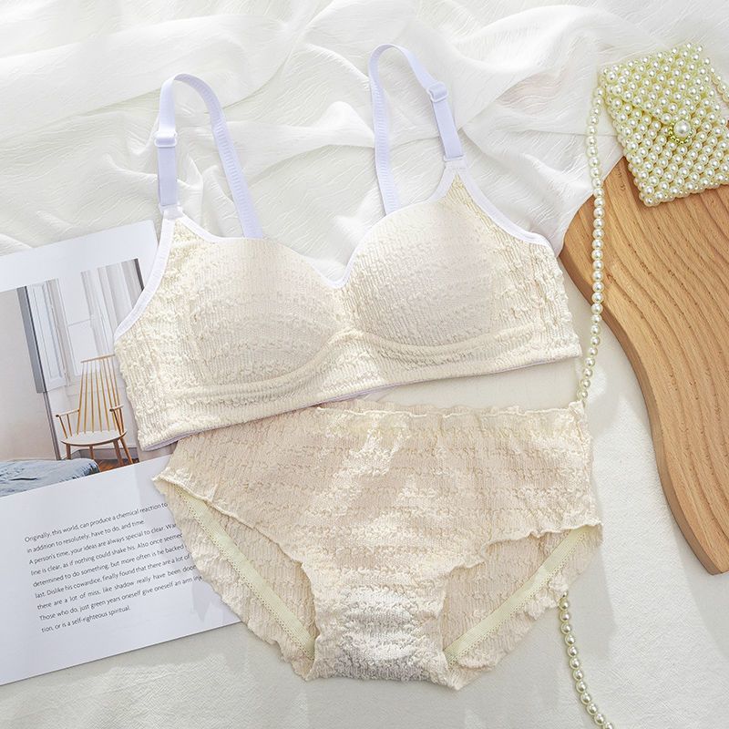 P Cream Puff Sponge~Pure Desire Wind Thin Small Breast Special Bra No Steel Ring Gathering Girl Bra Underwear Girl