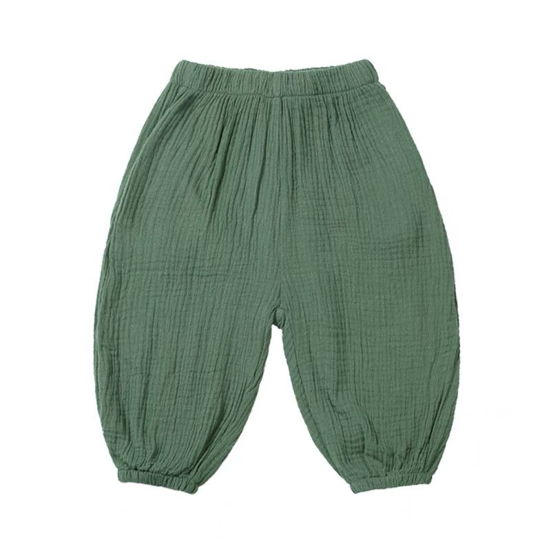 Pantalones de verano para niños, a prueba de mosquitos, transpirables, de algodón y lino, pantalones finos recortados para niños y bebés que usan pantalones casuales holgados. 