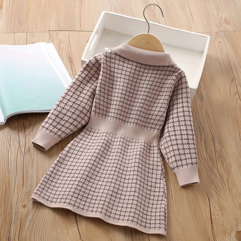 Vestido de suéter para niñas, estilo de moda, vestido de punto para niñas de estilo coreano de manga larga 