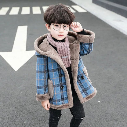 children  warm woolen coats, boys and girls, plus velvet and thick woolen coats