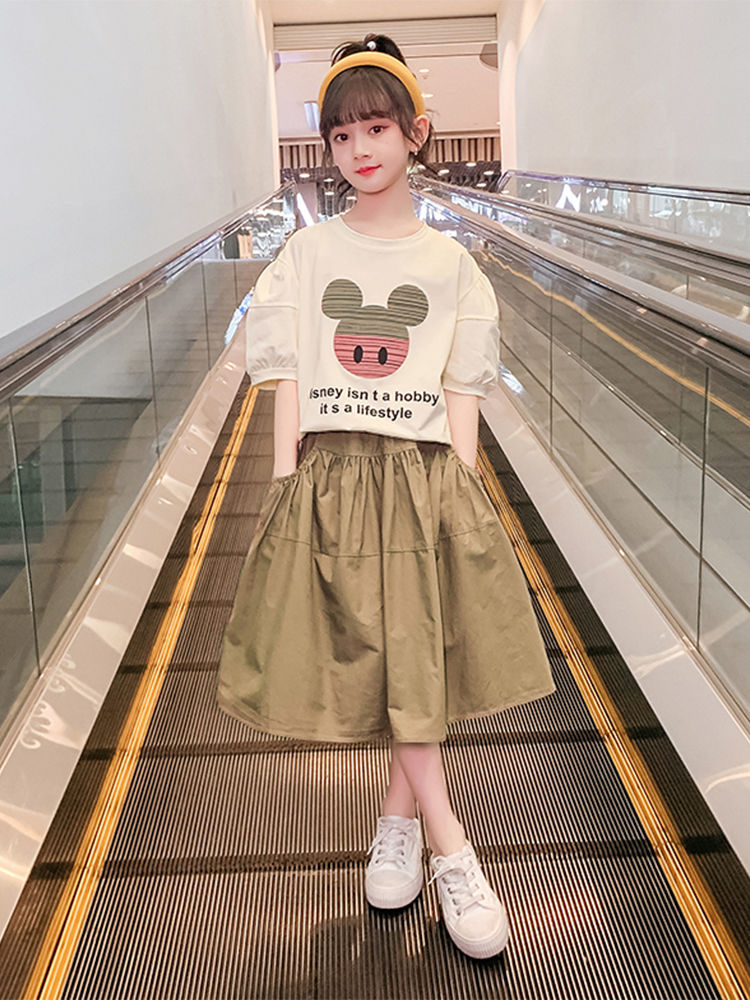 P girls dress summer dress 2023 new western-style children&#039;s summer suit girls&#039; children&#039;s clothing online celebrity fashionable skirt.