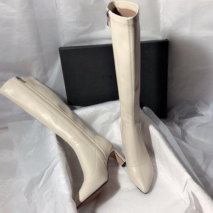 P high-heeled temperament pointed thin boots knight retro high boots Korean version versatile but knee boots slim women's boots