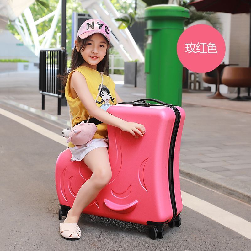 P New children's suitcase can sit in cycling suitcase 2024 inch men's and women's suitcase baby code gimbal trolley suitcase