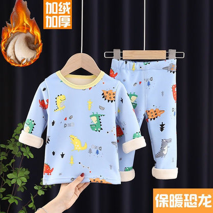 P children's thermal underwear set boys and girls long johns medium children infant pajamas autumn and winter thermal clothing tide