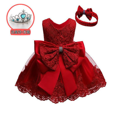 Girls dress skirt puffy princess dress full moon first birthday big bow embroidered kids baby girl dress