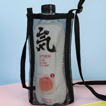 Funda tipo bolsa para taza de agua con rejilla para niños, bandolera portátil para viajes, turismo, botellas de agua mineral, bebidas, funda protectora para taza aislante 