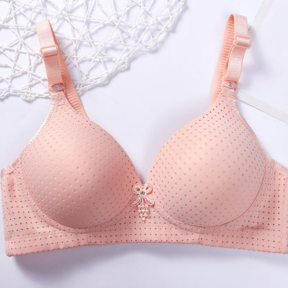 P &quot;Breathable underwear&quot; single /2-piece small chest gathered bra thin breathable rimless underwear woman