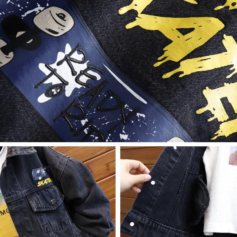 P Children's Clothing Boys' Denim Jacket Spring and Autumn Boys Middle and Older Children's Trendy Casual Jacket Clothes Trendy Children's Loose Denim Clothes