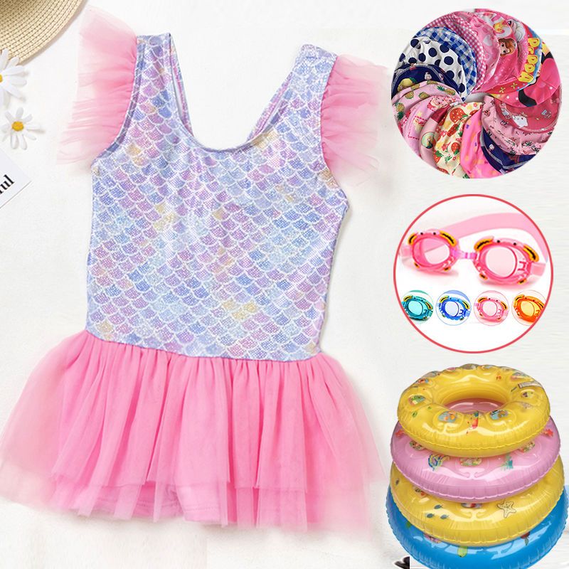 Traje de baño de sirena para niños, traje de baño femenino de una pieza, niña coreana, princesa, lindo bebé, traje de baño de aguas termales para niños pequeños 