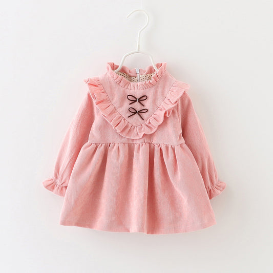 One piece of children's clothing for distribution, Korean version fashionable V-shaped wooden ear edge girl's skirt shirt, foreign trade children's clothing princess skirt 1122 0.2kg