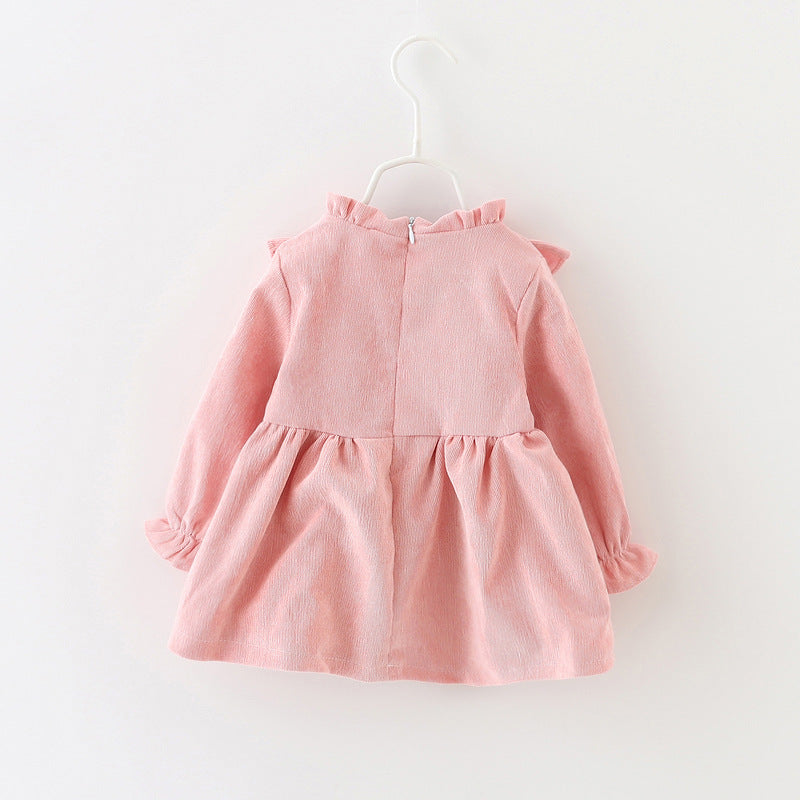 Korean version of fashionable V-shaped wooden ear edge girl's skirt shirt for foreign trade children's clothing princess skirt 0.2kg