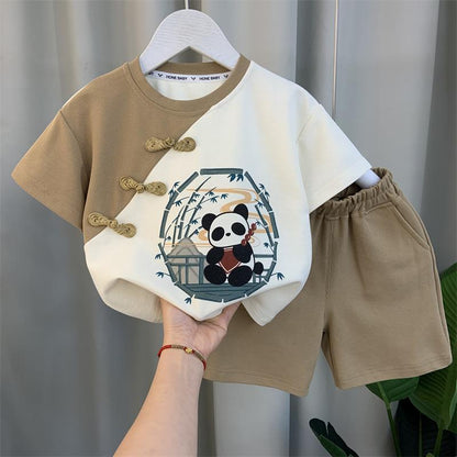 P Cool Boy's Summer Clothes Set 2024 New Handsome Boys Children's Clothes Fashionable Children's Summer Short Sleeve Clothes