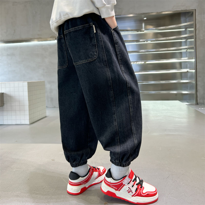 P children's clothing boys' autumn pants spring and autumn 2023 new children's jeans medium and older children's autumn trousers handsome and trendy