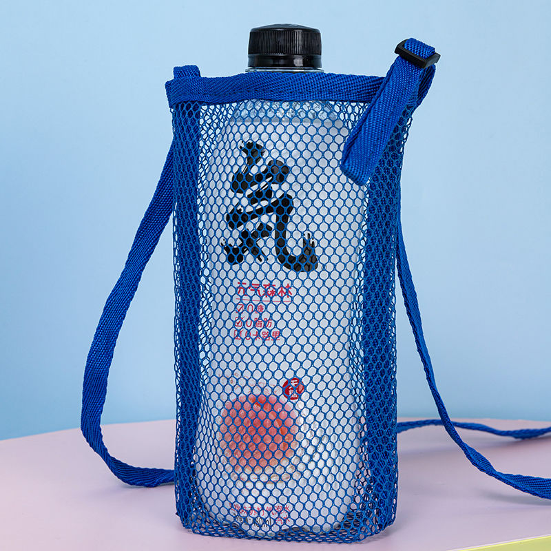 Funda tipo bolsa para taza de agua con rejilla para niños, bandolera portátil para viajes, turismo, botellas de agua mineral, bebidas, funda protectora para taza aislante 