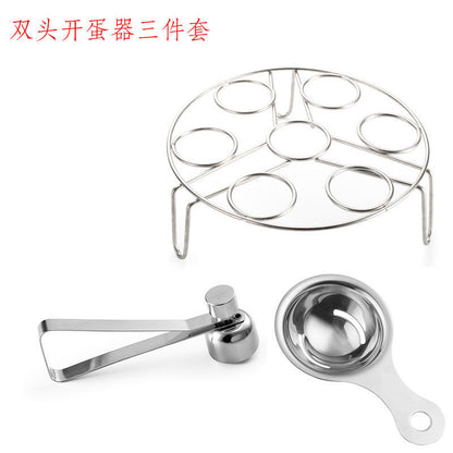 (VIDEO) 304 stainless steel egg opener, egg slicer, double headed sticky rice egg opener, single beater, broken eggshell steamer