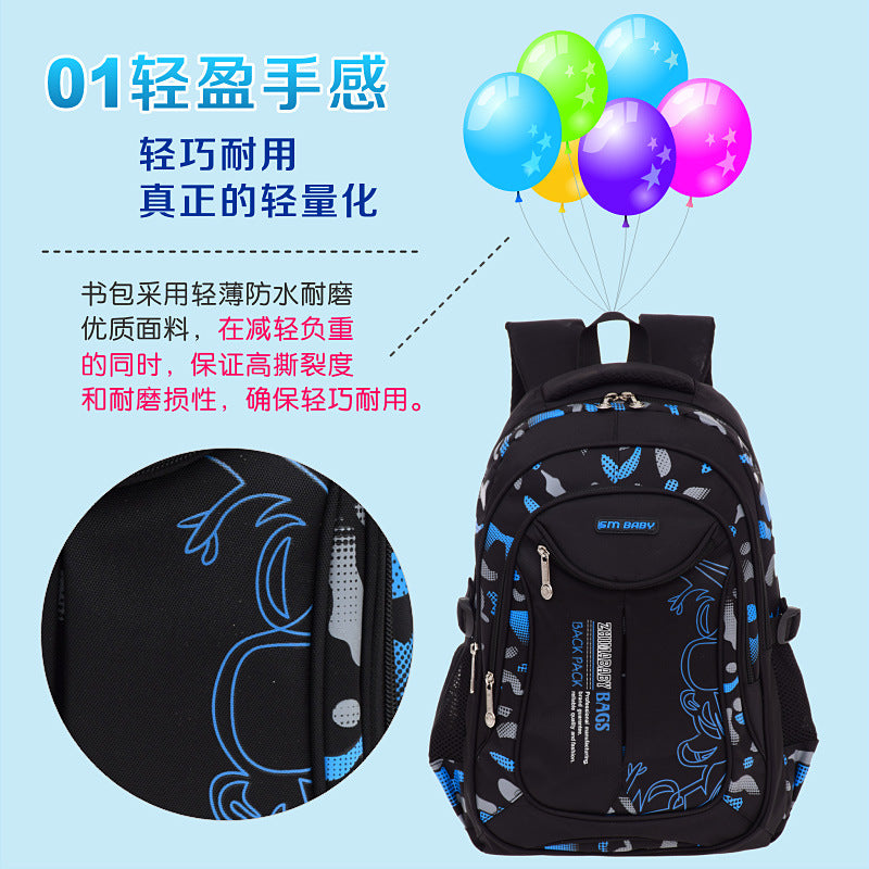 A Manufacturer A wholesales Korean printed backpacks for primary school students aged 1-3 to 6, providing spinal protection and leisure for children aged 6-12