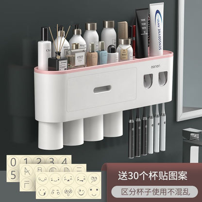 Toothbrush storage rack, non punching mouthwash cup, toothbrush cream, tooth cup storage, bathroom wall mounted rack, electric set